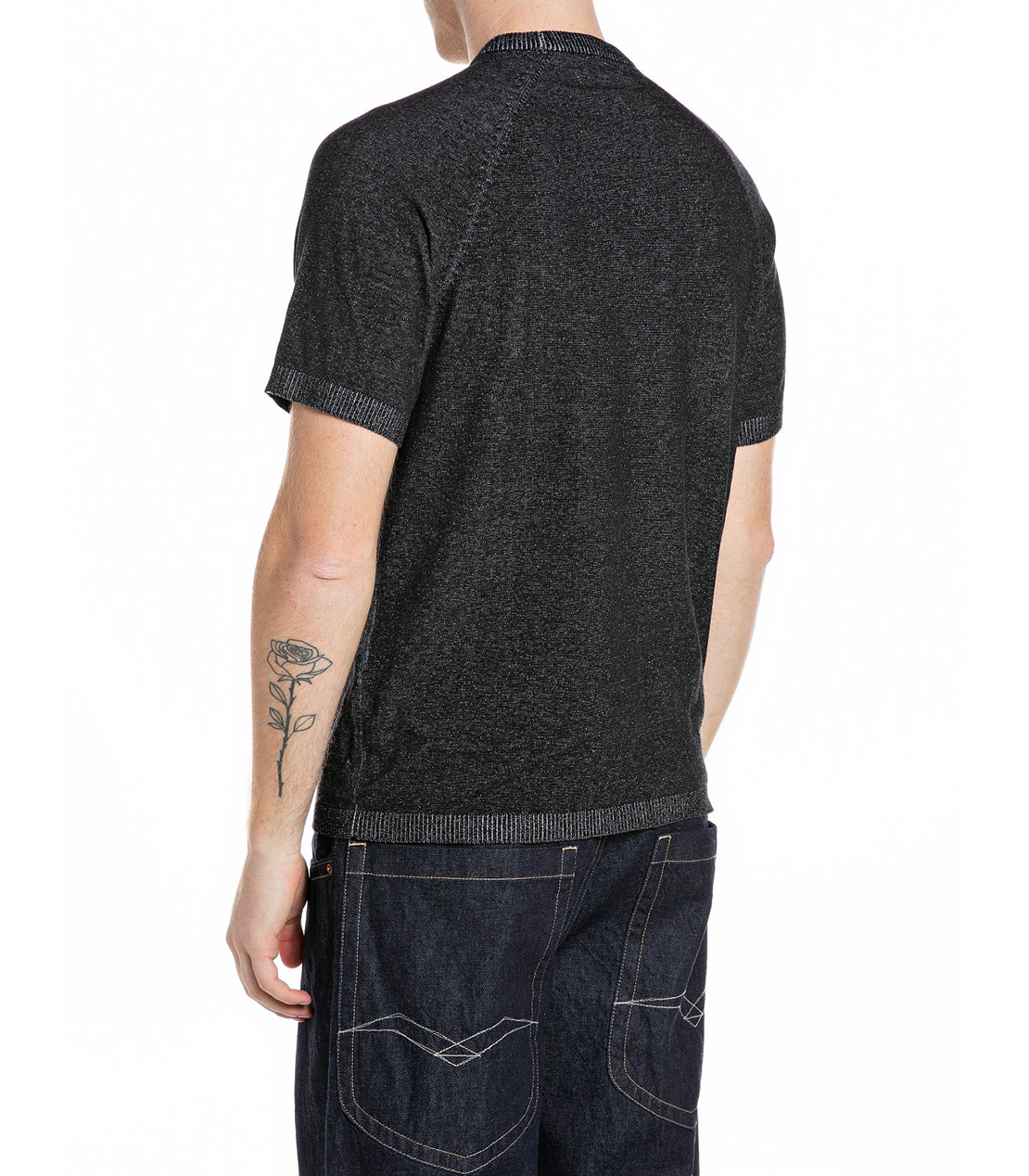 ブラックデニムハーフスリーブセーター 詳細画像 ブラック/ホワイト 2